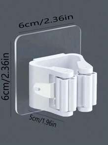 Estante organizador de pared con ganchos para trapero y escoba, ganchos adhesivos de pared para baño, clips para escoba y clips para trapeador, paquete múltiple