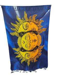 Yong Knit Beach Sarong Women's Beach Skirt Print Option 6 Size 1.1*1.7m - Màu xanh bụi bặm - Xem 1