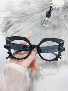 1 件独特的女士猫眼眼镜，时尚街头风格时装秀眼镜，适合日常佩戴或派对女士眼镜配件 - 無色 - 查看 2