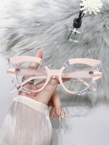 1 件独特的女士猫眼眼镜，时尚街头风格时装秀眼镜，适合日常佩戴或派对女士眼镜配件 - 無色 - 查看 3