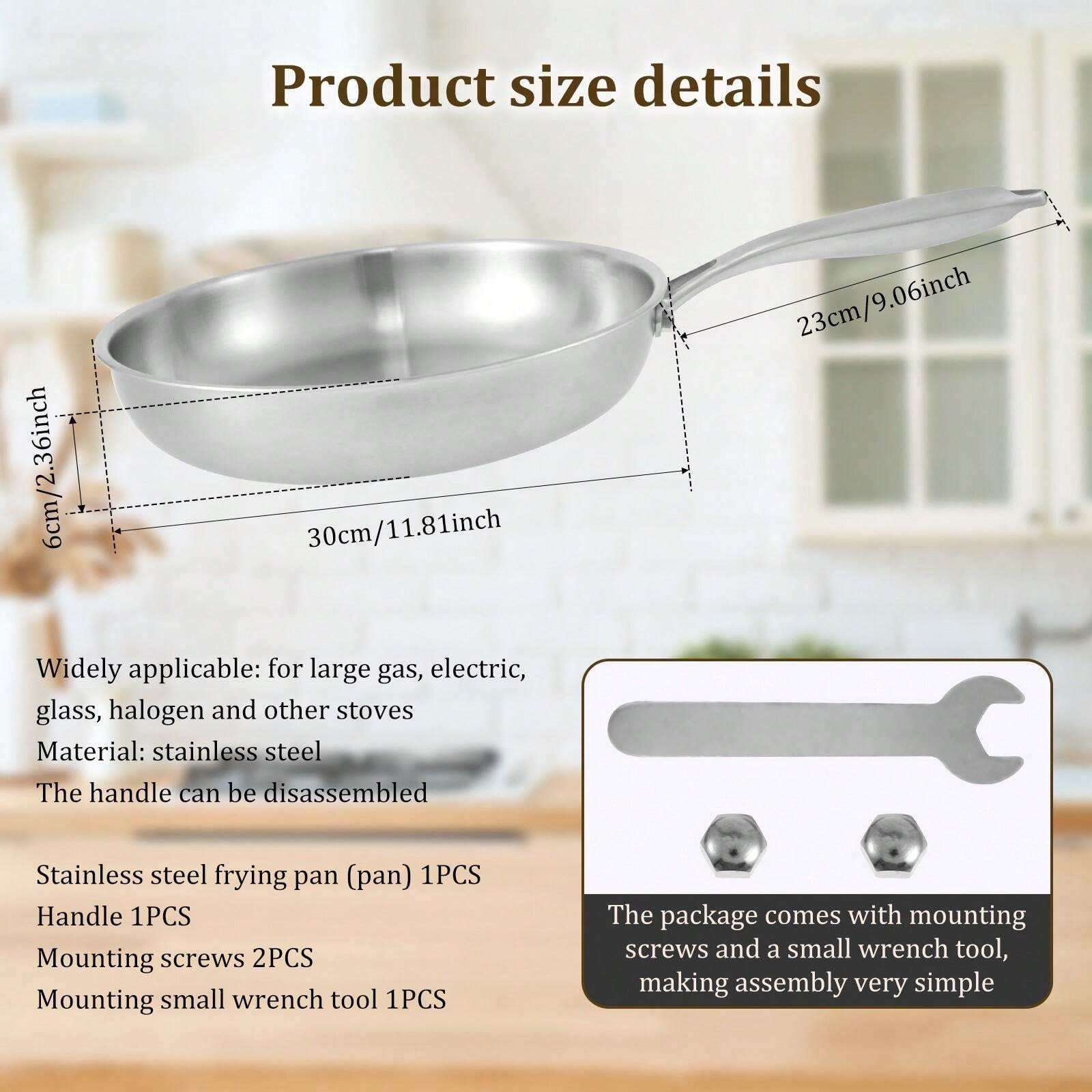 Stainless Steel Frying Pan Versatile Professional Cookware Safe Even