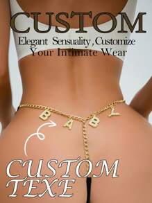 1pc Customized Letter Metal Pendant, Sexy Women's G-String, Any Name, Customized Couple's Gift, Valentine's Day/Birthday/Christmas Gift, Personalized Pendant Underwear, Rave