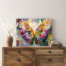 1pc Flower Wing Angel Wing Oil Painting Printed Poster, Framed Home Decoration Painting, Perfect Gift For Beautiful Girls, Suitable For Hanging Bedroom, Dining Room, Living Room, Bathroom Wall Decoration, Ideal Wall Art Decoration - 彩色 - 查看 6