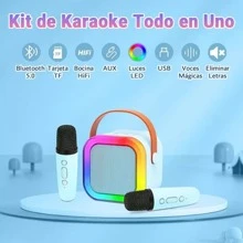 Karaoke Para Niños Con 2 Micrófonos Inalámbricos Con Bocina niñas y niños de 4, 5, 6, 7, 8, 9, 10, 12 años o talla grande, fiesta de Navidad (rosa) Útiles escolares - Celeste - Ver 2