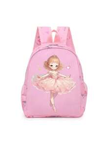 1pc Princess Theme Fashion Backpack For Girl - Nylon Material, Adjustable Shoulder Strap, Zipper Closure, Random Print, Fade-Resistant Polyester Lining, Cute Cartoon Pattern - Perfect For Travel And School, Suitable For Girls 14 Years Old And Above