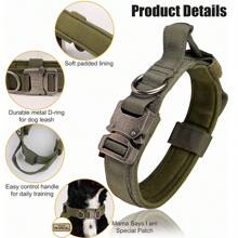 Tactical Dog Harness Set With Adjustable Training Vest, Leash, Collar, 12pcs Patches, Water Bottle Holder And Waist Bag For Small, Medium And Large Dog Breeds - Durable Nylon Fabric With Heavy Duty Metal Buckles - xanh quân đội - Xem 7