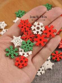 50 piezas de rebanadas de madera huecas con diseño de copos de nieve multicolor de 2 cm de manera aleatoria, hechas a mano para decoraciones colgantes, accesorios para el hogar, adecuadas para decoraciones navideñas