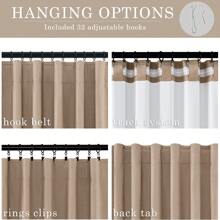 Topfinel 4 Panels Curtains Cream OliveGreen Natural Linen Curtains Winter 100% Blackout Thermal Sound Insulated , Ring Clips Back Tab Track System  Hook Belt For Living Room Bedroom Office New Year Home Decor - 棕色 - 查看 5