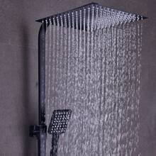 Eatssode Robinetterie de douche Système de douche Ensemble de douche noir avec thermostat Ensemble de douche Douche à effet de pluie Ensemble de douche avec douchette + douche de tête 30x30cm