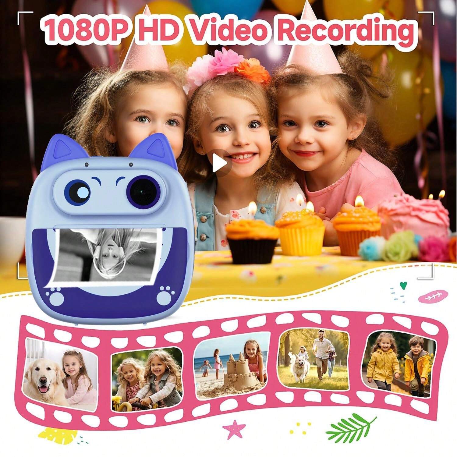 Kids Camera Instant Print, Christmas Birthday Gift For Girls 312 Year