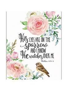 1 件植物圣经诗句海报印刷帆布画蝴蝶花卉基督教壁画励志名言图片适用于家庭房间装饰无框架