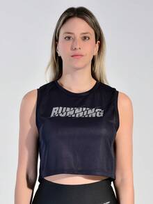 CROPPED LOW-CUT FITNESS GYM TANK TOP - 藏蓝色 - 查看 2