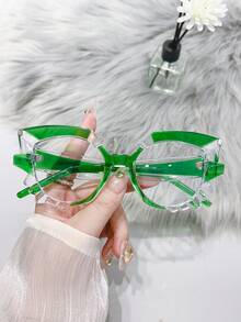 1 件独特的女士猫眼眼镜，时尚街头风格时装秀眼镜，适合日常佩戴或派对女士眼镜配件 - 無色 - 查看 10