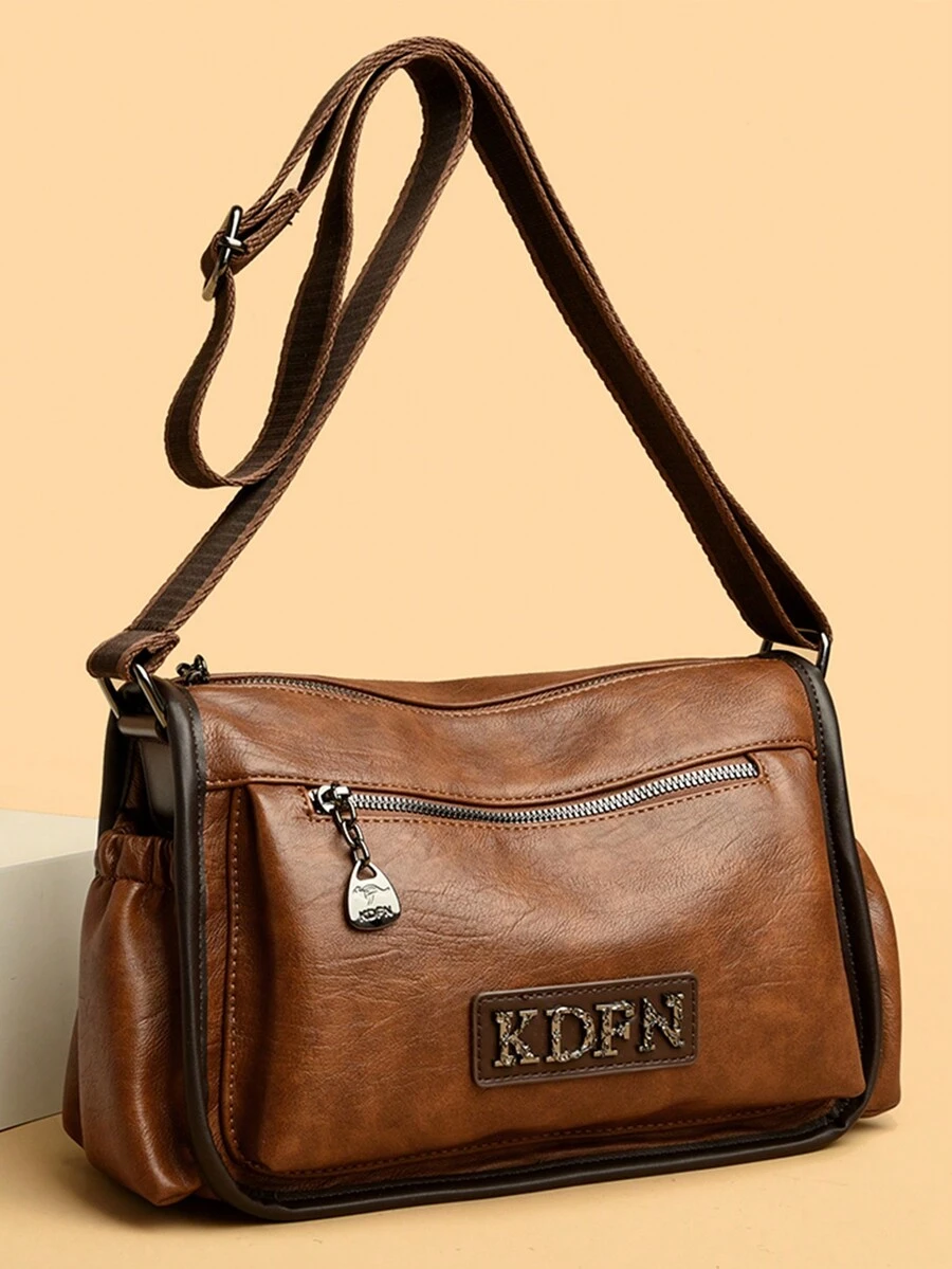Túi đeo vai nữ phong cách retro, túi đeo chéo thiết kế dành cho nữ, túi xách da mềm cao cấp cho bé gái. - màu nâu - Xem 1