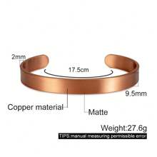 Pure Copper Bracelets For Men Matte Adjustable Cuff Vintage Magnetic 9mm Wide Energy Health Bangles Jewelry Resizable - Matte - View 13