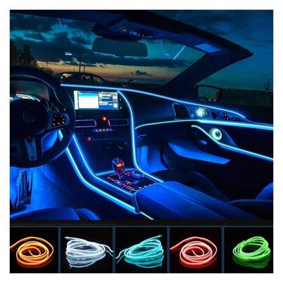 1pc 3m LED Car Light Strip - USB Powered Flexível Neon Light Strip, Adequado para decoração de interiores de automóveis, à prova d'água, material de alta qualidade, fácil instalação, vários cenários de uso