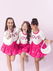 Children's Set Girl Skirt Blouse Combination Fashion Blogger - 粉色 - 查看 5