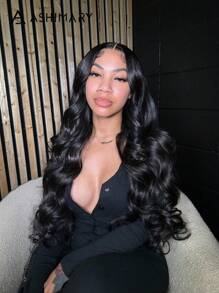 Ashimary Hair Invisi Strap Snug Fit 360 Glueless Wig Body Wave Transparent Lace Frontal Wig Bleached Knots Pre-Cut Lace Natural Black Color Hair 100% Human Hair Pre-Plucked Wig For Women - SNatural - View 11