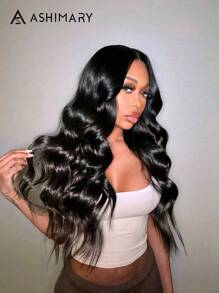 Ashimary Hair Invisi Strap Snug Fit 360 Glueless Wig Body Wave Transparent Lace Frontal Wig Bleached Knots Pre-Cut Lace Natural Black Color Hair 100% Human Hair Pre-Plucked Wig For Women - SNatural - View 10