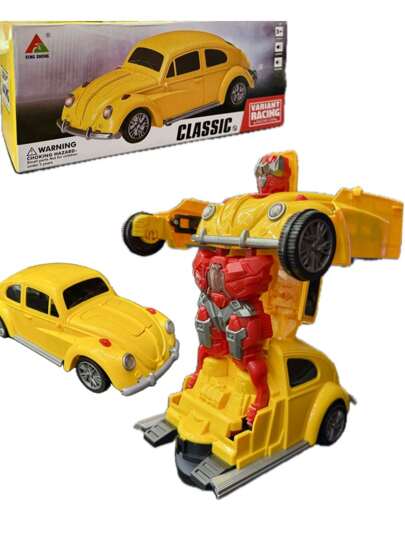 Brinquedo Carrinho Transformes Vira Robô fusca Escolar Bate Volta Som E Luz infantil