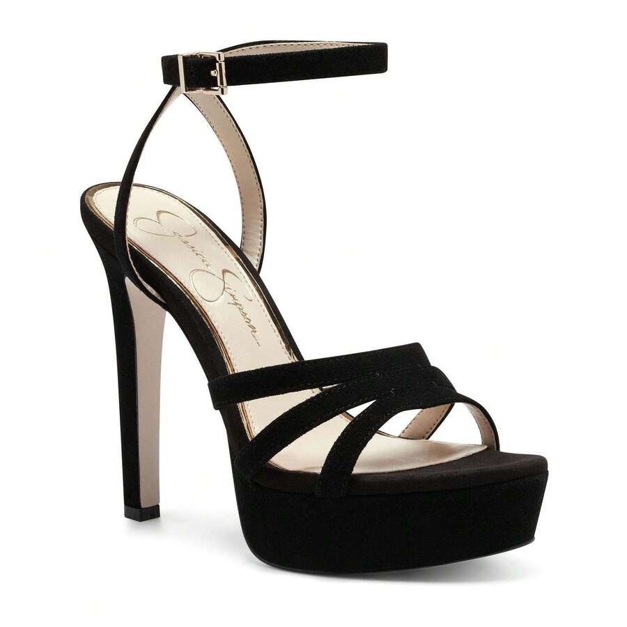 Jessica Simpson Balina 2 Womens Strappy Dressy Platform Heels - 黑色 lux 小山羊皮絨面革 - 查看 1