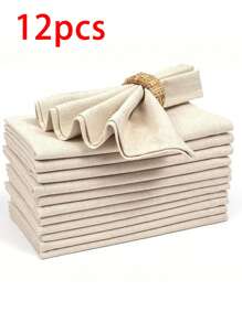 2/6/12/300pcs Beige Linen-Look Napkins, Suitable For Banquet, Dining, Restaurant, Kitchen, Dining Table Decor