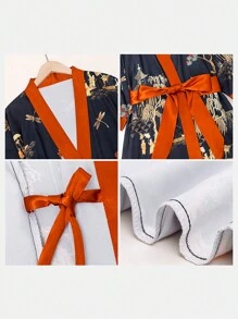 Elegant Plus Size Abaya With Graphic Print And Slight Stretch For Women - Multicolor - View 4