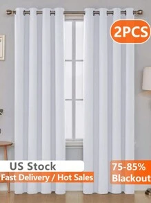 Estelar Textiler 2 Panels Solid Thermal-Insulated Blackout Curtains For Bedroom And Living Room For Protection Against Ultraviolet Rays,