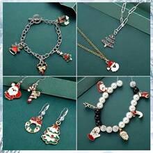 30pcs Random Assorted Cute Christmas Pendant Set - Mini Alloy DIY Pendants For Necklace, Bracelet, Earrings And Other Handmade Decorations - Santa Claus, Reindeer, Snowman Designs, Suitable For All Seasons - Christmas - View 4
