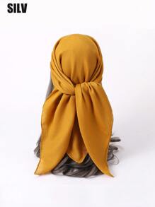 1pc Women Solid Linen-Like/Pearl Chiffon Square Scarf 35"X35", Large Shawl Wrap Bandana Beach Towel For Daily Wear, Holiday, Headwrap, Decorate