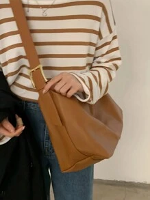 Túi đeo chéo đa năng dung tích lớn dành cho phụ nữ, Túi tote thường ngày phong cách mới, Túi đeo vai dạng hốc, Thích hợp cho học sinh đi học, đi làm, Di động hàng ngày - màu nâu - Xem 6