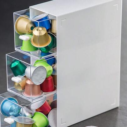 1 pieza Caja de almacenamiento de saquitos de té con cajón, cesta de cajón de cocina para café, té, azúcar y crema, almacenamiento sobre encimera, organizador de cocina, suministros de organización y almacenamiento para volver a la escuela