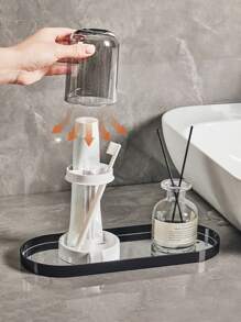 1PC Travelware Toothbrush Cup Holder With Drainage And Storage, Hot Water, Toothpaste, Electric Toothbrush And Mouthwash Cup Holder, Mouthwash Cup Set Multi-Functional Dustproof, Bathroom Countertop Mouthwash Cup Organizer, Bathroom Supplies, Travel Accessories, Household Supplies, Wash Cups Back To School