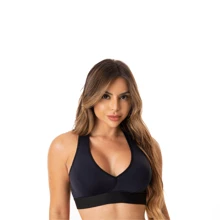Kit 2 Women's Fitness Top Bra Without Reinforced Support Pads, Comfortable Wide Straps - 彩色 - 查看 4