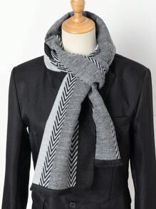1pc Men's High-End Faux Cashmere Wave Colorblock Jacquard Scarf, Versatile And Warm For Wearing With Coats, Suitable For Going Out Men Accessories