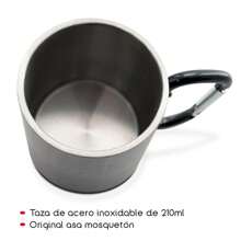 TIENDA EURASIA Taza con Mosqueton Atornillado, Acero Inoxidable, 7,5x11,5 cm, 210 ml (Negro) - Multicolor - Ver 4