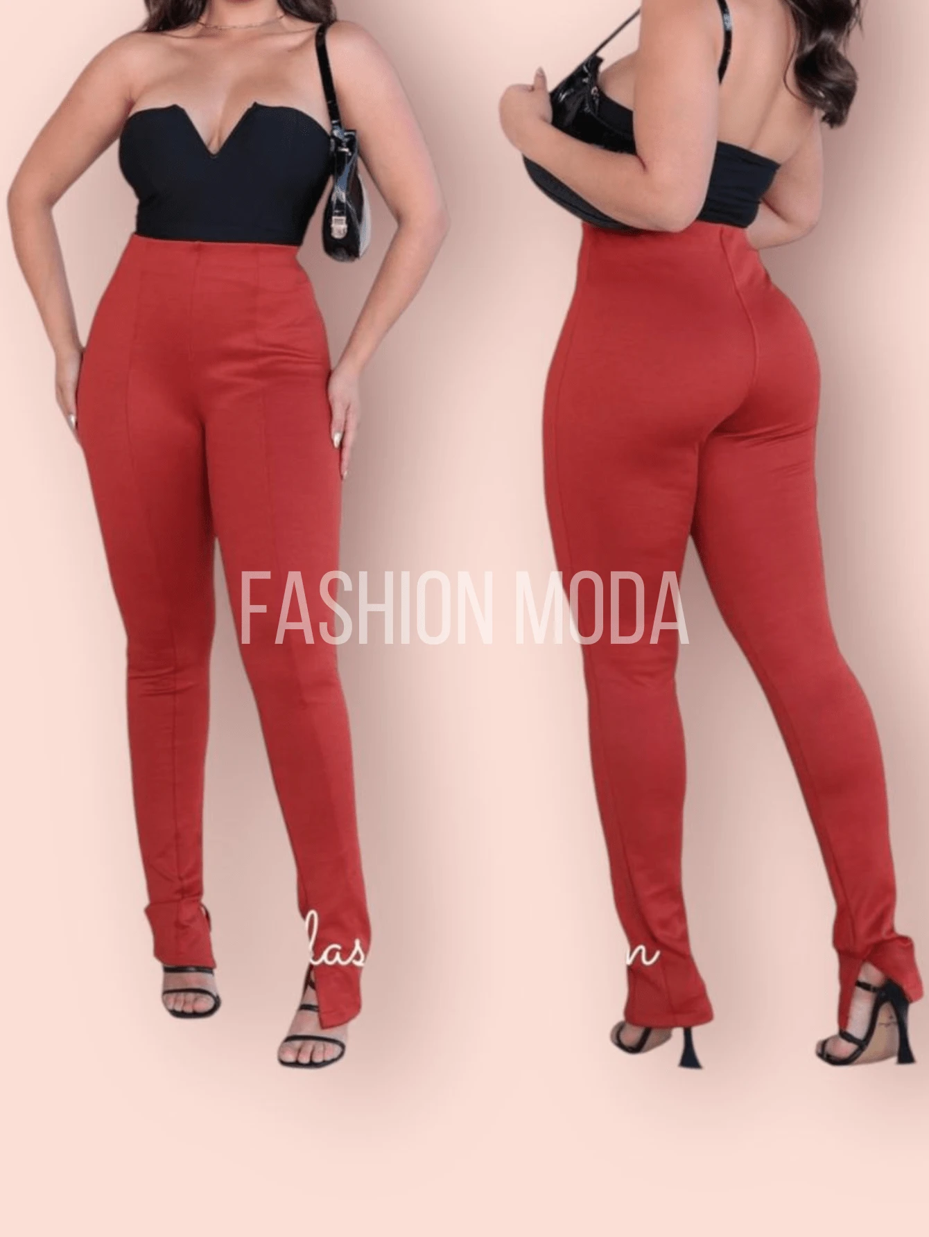 Women's Roma Stitch Trousers - Màu đỏ đất sét - Xem 1