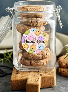 500pcs/Roll Colorful Smiling Face Thank You Stickers, Waterproof PVC Self-Adhesive Seal Labels Suitable For Small Business Packaging, Party Favors Back To School - Multicolor - View 3