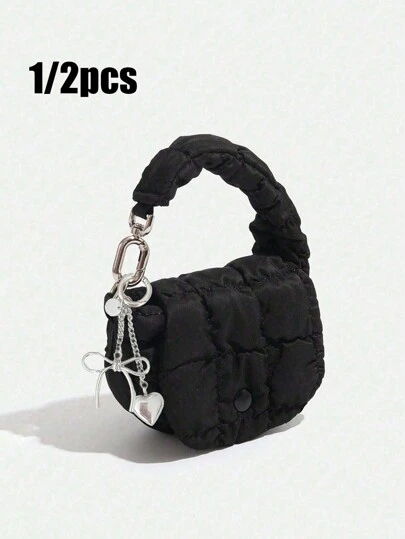 1/2 piezas Monedero en forma de nube de moda, bolsa de almacenamiento multiusos para monedas y auriculares y un colgante con un lazo y un patrón en forma de corazón como regalo de cumpleaños para mujer, niña, dama, regalos para maestros, monedero, negocios casuales, útiles escolares, regalos para maestros, vuelta al colegio