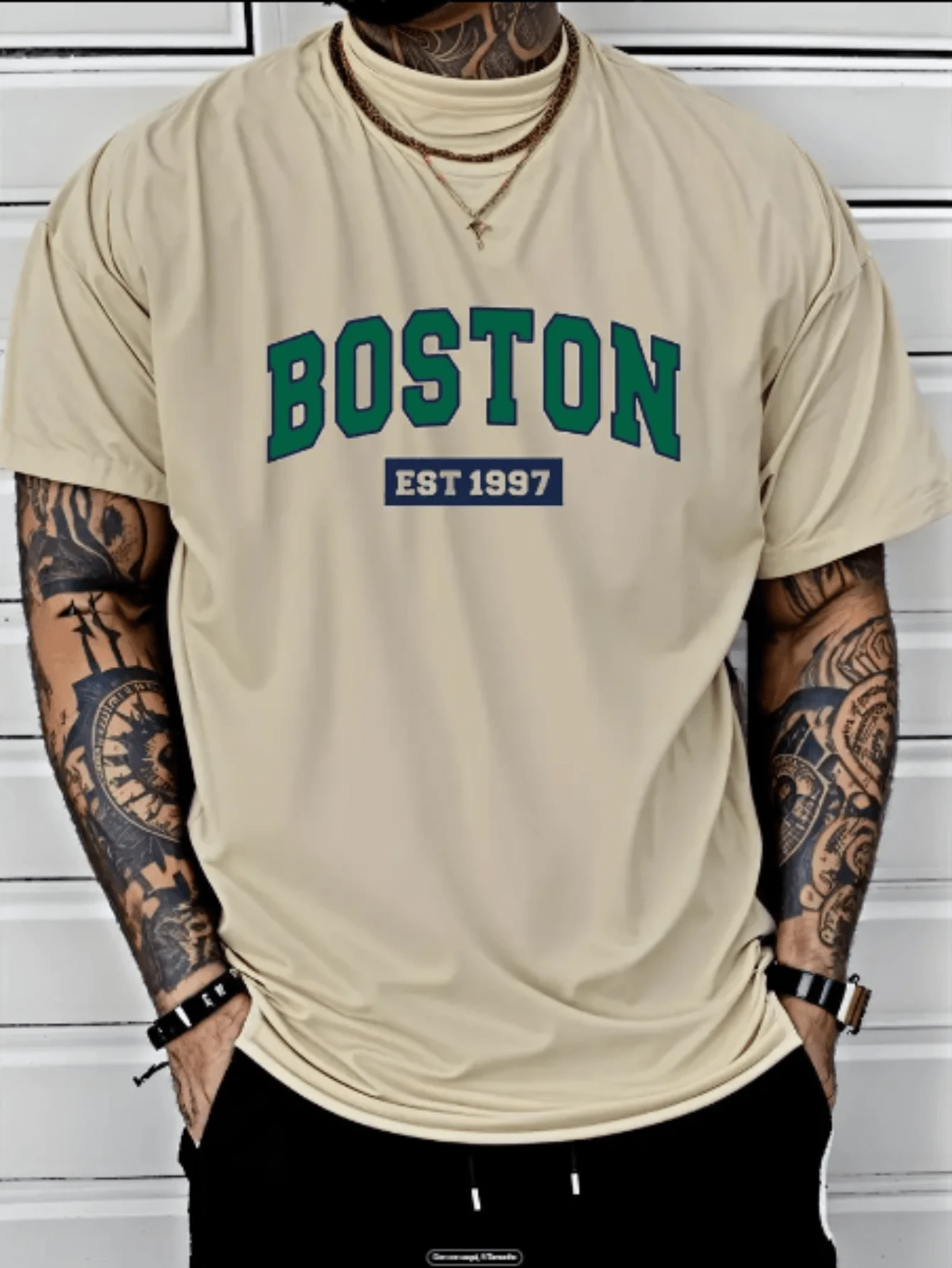 Boston 1997 Cotton T-Shirt Round Neck 30.1 Summer Top Men's Summer Clothing - 彩色 - 查看 1
