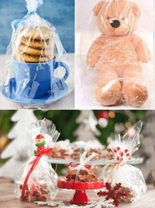 1/2 Rollo de envoltorio de celofán transparente, papel para envolver ramos de flores transparente, papel de envolver a prueba de polvo de plástico para cestas de regalo, flores, manualidades, aperitivos y dulces