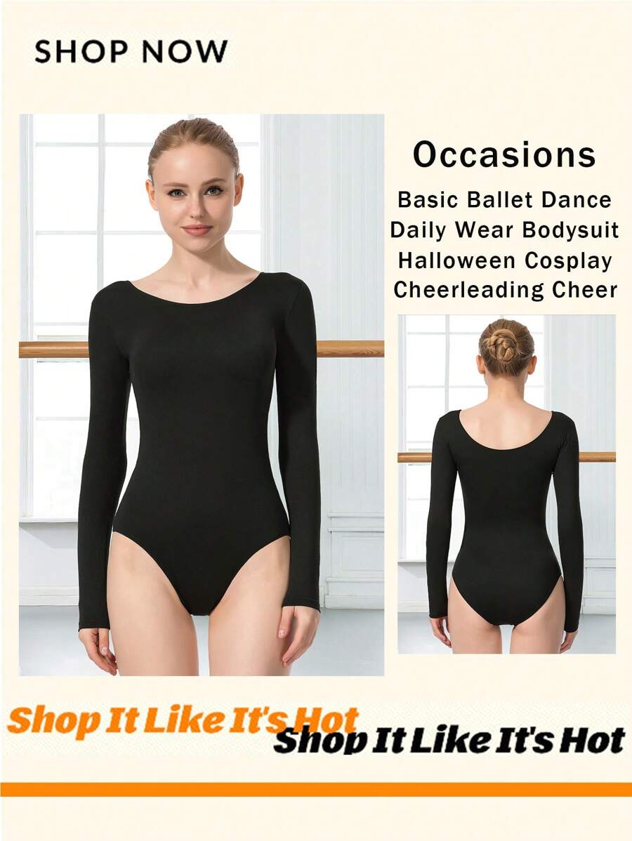 Women's Halloween Cosplay Classical Team Basic Long Sleeve Set Ballet Dance Leotard For Adult Gymnastics Dance Practice Daily Wear Cheerleading Team Train Tops With Soft Lining Ballet Bodysuits Clothes Dance Leotards