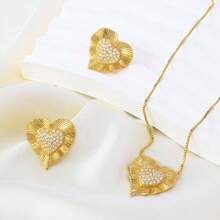 18K GOLD PLATED NECKLACE WITH DETAILED HEART SET 35X5mm - Vàng - Xem 3