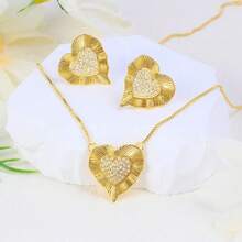 18K GOLD PLATED NECKLACE WITH DETAILED HEART SET 35X5mm - Vàng - Xem 4
