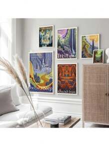 1 件装环形艺术海报墙复古旅行抽象帆布复古电影魔多城堡领主画儿童卧室家居装饰画无框 - 彩色 - 查看 5