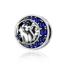 bamoer 1 PC 925 Prata Esterlina Delicado Estrelas Lua Pingentes Viagem Charme Azul Contas Fit Pulseira Original Pulseira DIY Jóias