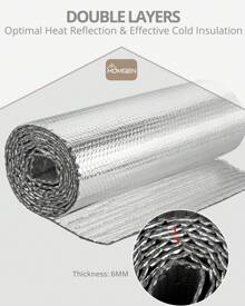 Professional Radiator Reflector Panels 5m X 0.6m X 6mm Thick Aluminum Radiator Foil Foldable Radiator Reflector Foil Double Heat Reflective Radiator Foil For Energy Saving And Heat Reflection - 銀色 - 查看 3