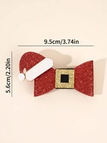 2 piezas Moños navideños para niñas, Clips para el cabello con brillo rojo para decoración de fiesta, Accesorios para el cabello - Multicolor - Ver 7