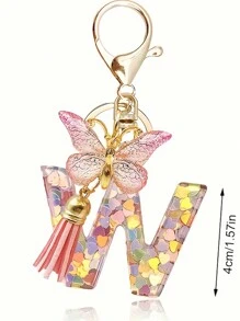 1pc Monograma Letra Inicial Chaveiro Bonito Borboleta Chaveiro Anel Para Carteira Bolsa Fone De Ouvido Estojo Presente Chaveiro Acessórios Pequenos Presentes Y2K