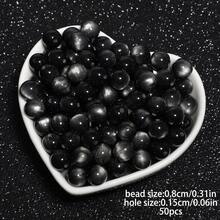 50 hạt tròn mắt mèo nhiều màu 8mm hạt nhựa rời dùng làm đồ trang sức DIY vòng tay, khuyên tai, vòng cổ, phụ kiện - Hạt - Xem 26